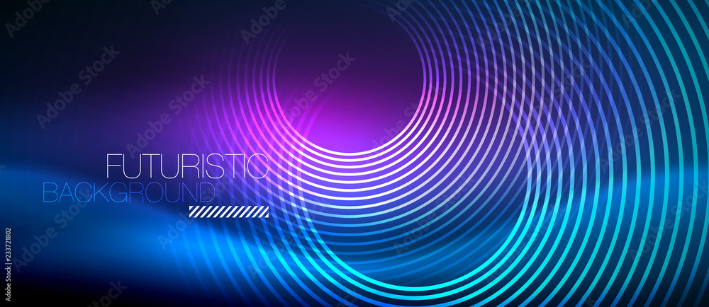 Neon glowing circles background Neon glowing circles background