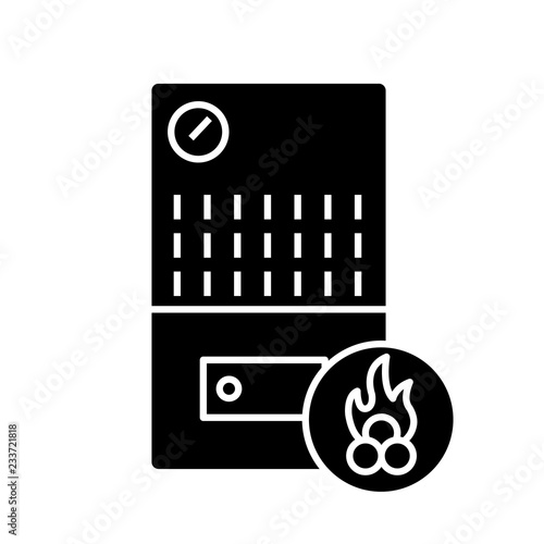 Solid fuel boiler glyph icon
