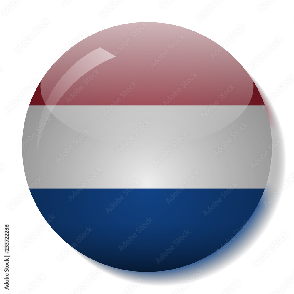 Dutch flag glass button vector illustration Dutch flag glass button vector illustration