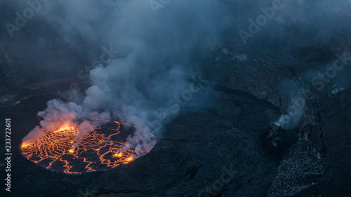 Lake of lava in Africa, Democratic Republic of Congo, Virunga National Park, Nyiragongo volcano