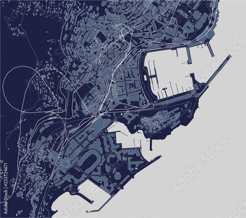 map of the city of Principality of Monaco, French Riviera