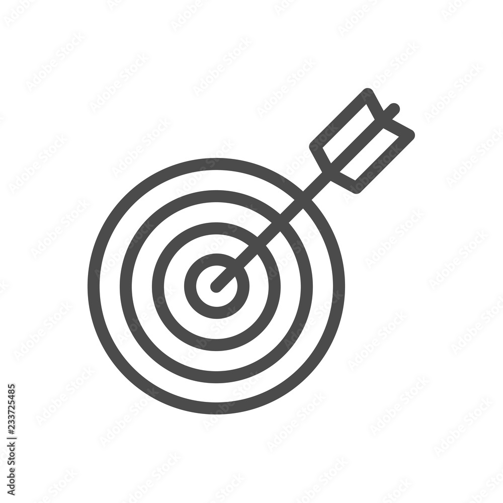 Target and arrow Icon Isolated on White Background. Outline icon. Target and arrow Icon Isolated on White Background. Outline icon.