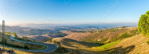Morning panoramic view at the countryside near Volterra in Italian Tuscany © milosk50