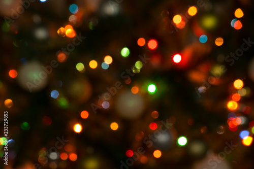 Christmas background of blurred lights