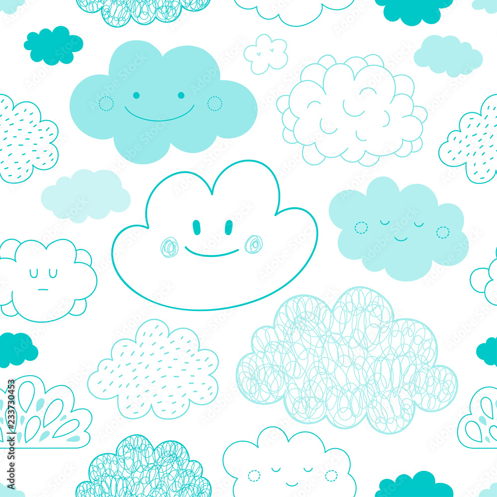 Vector Cartoon Clouds Pattern Vector Cartoon Clouds Pattern