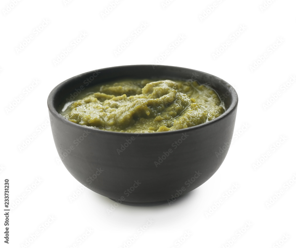Tasty sauce in bowl on white background Tasty sauce in bowl on white background