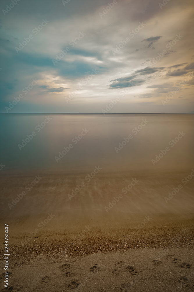 Long exposure view sea during sunrise