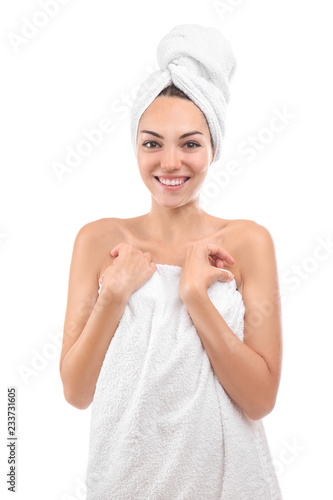 Beautiful young woman wrapp...