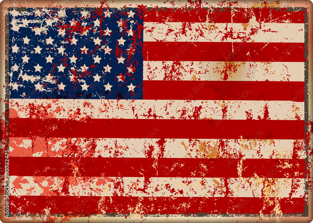 old battered grungy USA flag metal sign, vector illustration old battered grungy USA flag metal sign, vector illustration