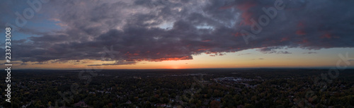 Aerial Panorama of Sunset Sky