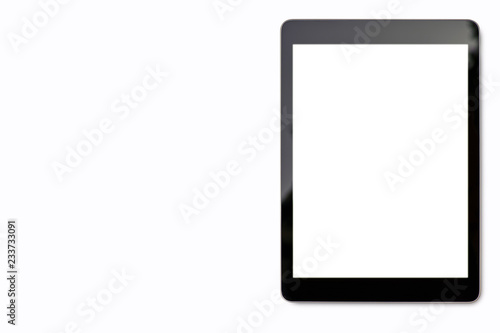 Digital tablet mock up on white background with copy space and Clipping path on blank screen easy replace you design . photo