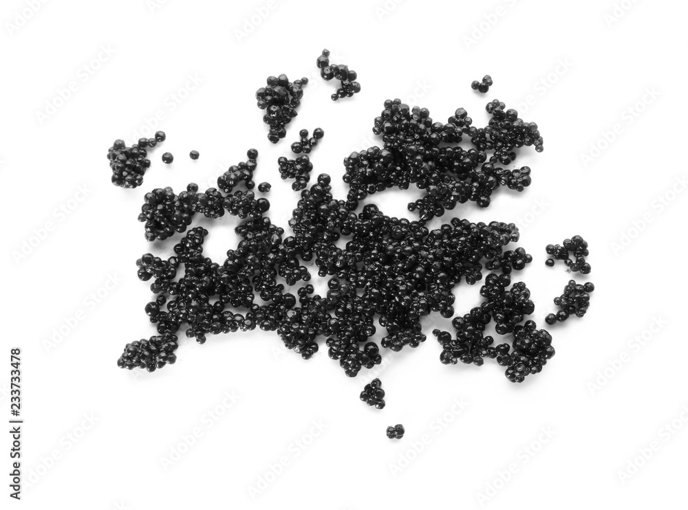 Delicious black caviar on white background Delicious black caviar on white background