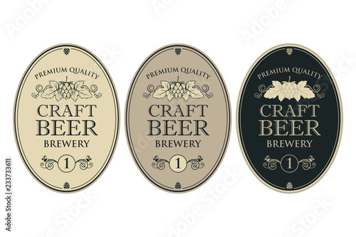 collection of beer labels in retro style