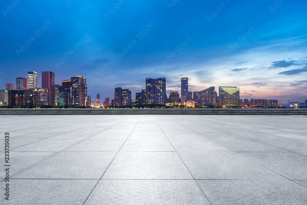 city skyline with empty square city skyline with empty square