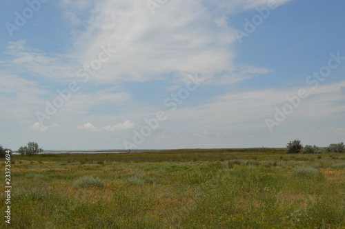 landscape with blue sky and clouds