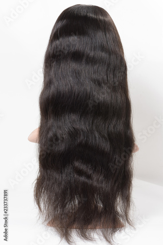 Fotografie, Obraz Long body wavy black human hair weaves extensions wig