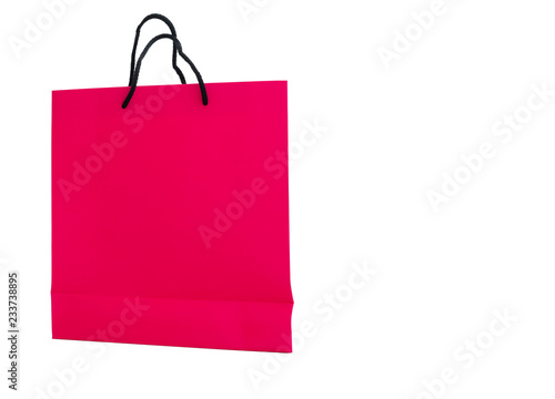 Pink shopping bag on isolated white background