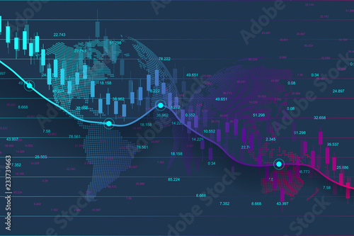 Stock market or forex trading graph chart suitable for financial investment concept. Economy trends background for business idea. Abstract finance background. Vector illustration.