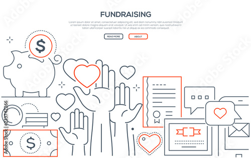 Fundraising - modern line design style web banner