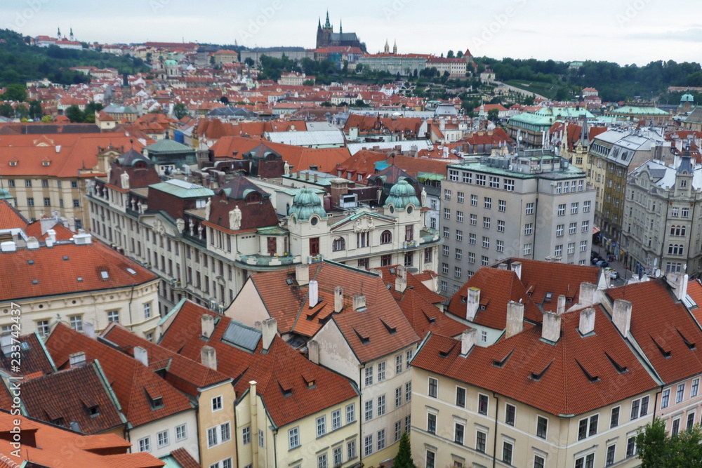 Top view of the buildings of the Old Town Square, Prague, Czech Republic
