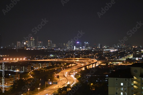 Aerial view of Johor Bahru  Malaysia cityscape at night
