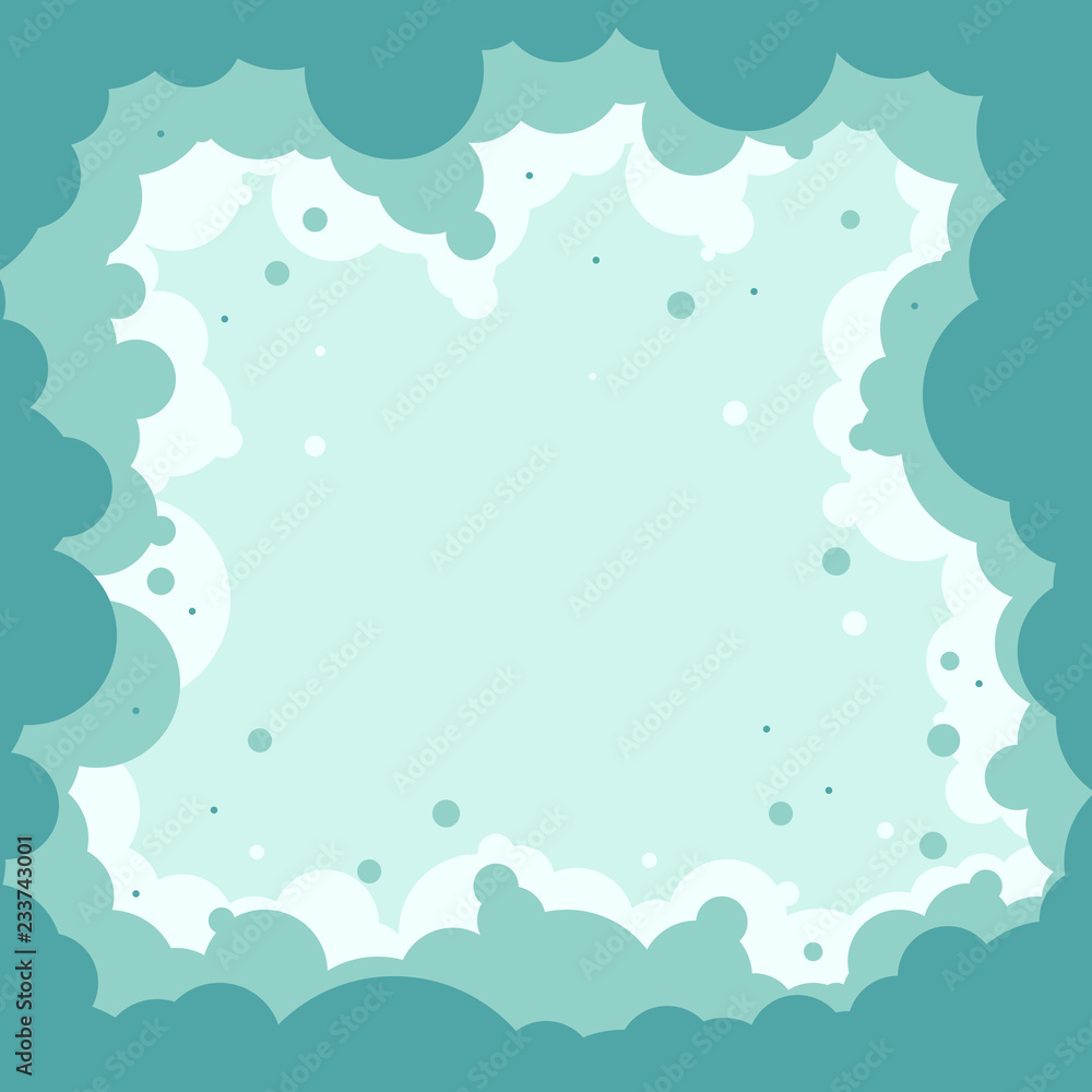 Frame. Abstract clouds. Shades of blue and white. Bubbles, circles Frame. Abstract clouds. Shades of blue and white. Bubbles, circles