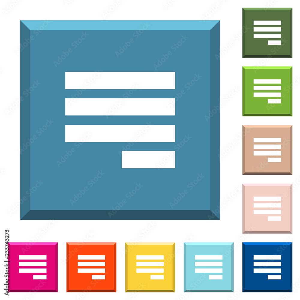 Text align justify last row right white icons on edged square buttons Text align justify last row right white icons on edged square buttons