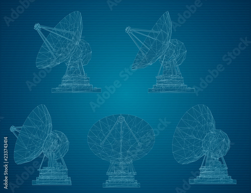 vector set. Radio antenna. astronomy and space research