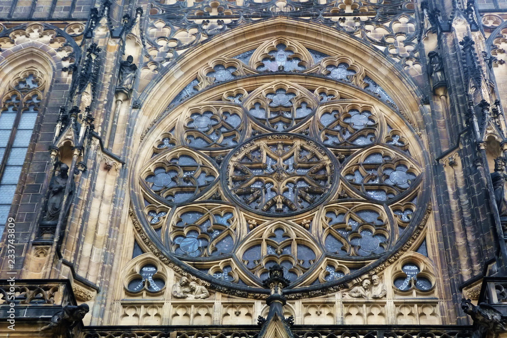 Detail of the facade of St.Vitus Cathedral, Prague, Czech Republic