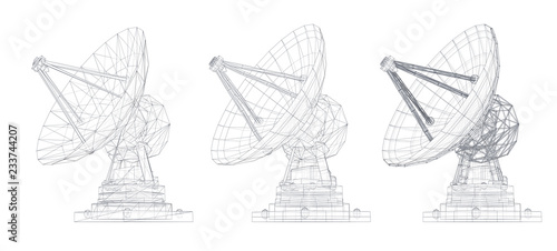 vector set. Radio antenna. astronomy and space research