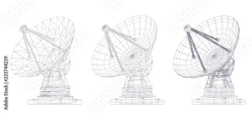 vector set. Radio antenna. astronomy and space research