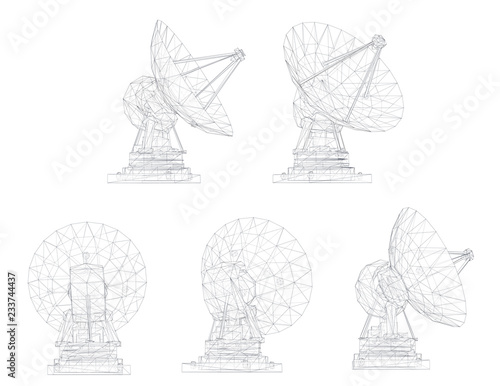 vector set. Radio antenna. astronomy and space research