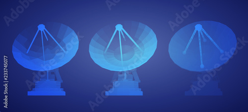 vector set. Radio antenna. astronomy and space research