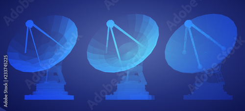 vector set. Radio antenna. astronomy and space research