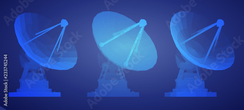 vector set. Radio antenna. astronomy and space research