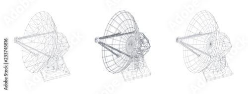 vector set. Radio antenna. astronomy and space research