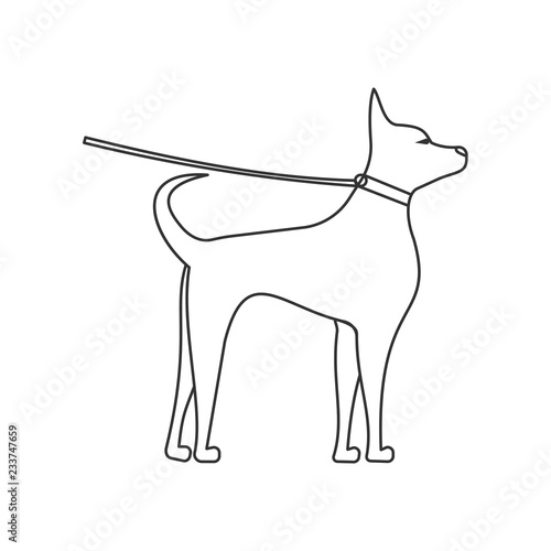 dog side view linear illustration. Pets and grooming