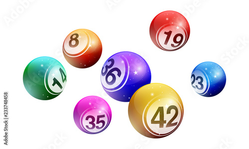 Vector crystal bingo lottery number balls set isolated on white background