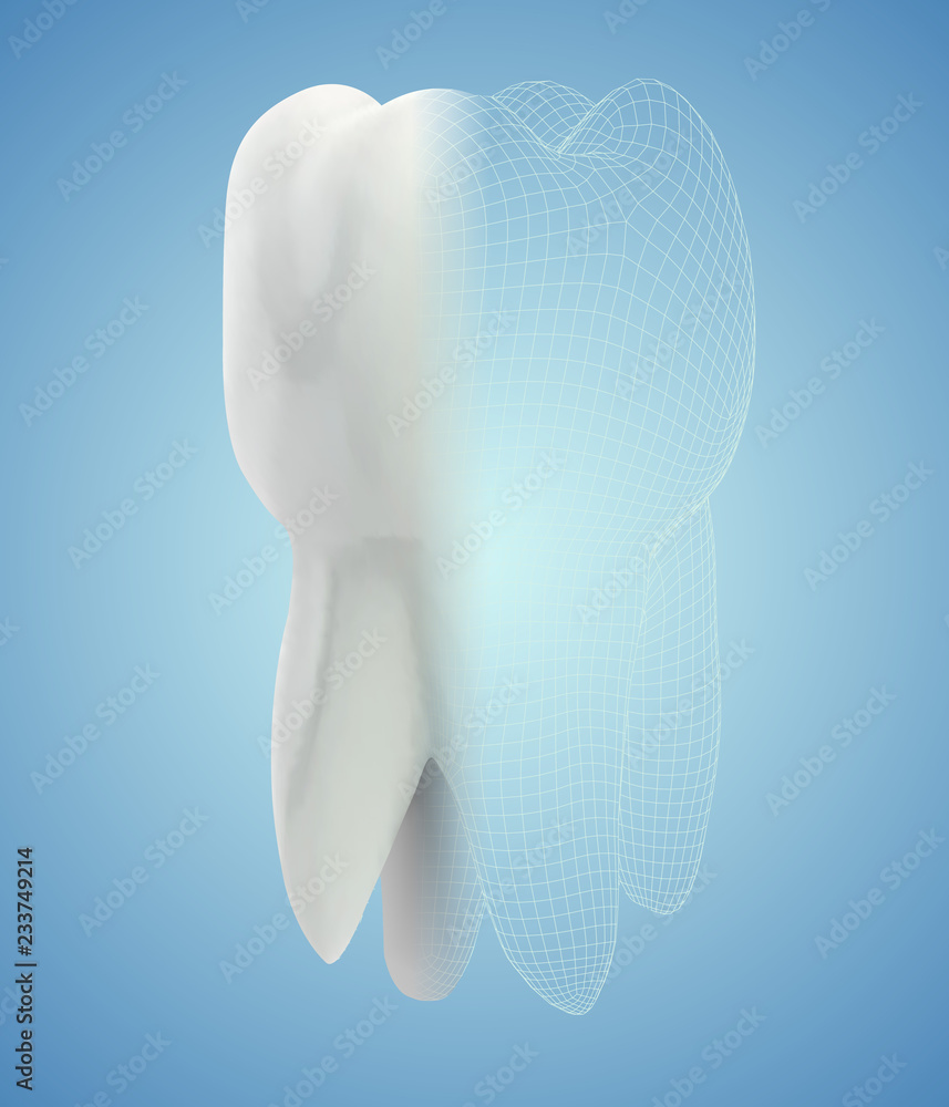 vector 3d tooth for dental medicine. on a blue background vector 3d tooth for dental medicine. on a blue background