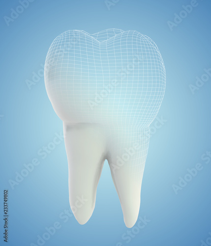 vector 3d tooth for dental medicine. on a blue background