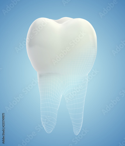 vector 3d tooth for dental medicine. on a blue background