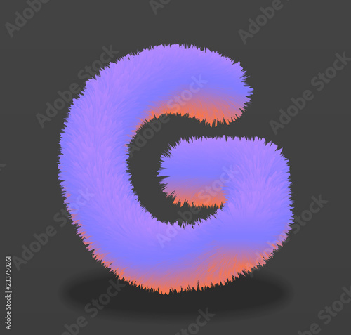 the letter G with the effect of fur.