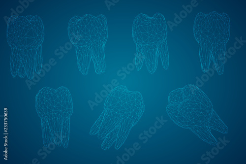 vector set of 3d teeth for dental medicine.