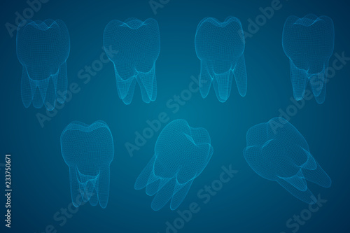 vector set of 3d teeth for dental medicine.