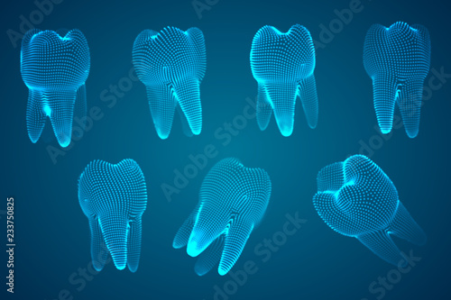 vector set of 3d teeth for dental medicine.
