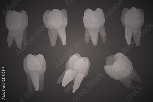 vector set of 3d teeth for dental medicine.