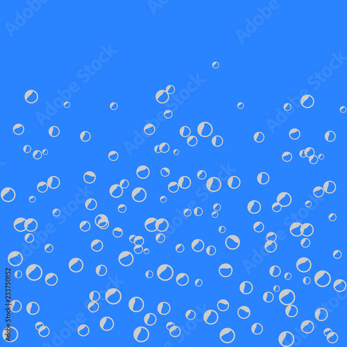 Absract Flat water Bubbles Isolated on the blue Background.