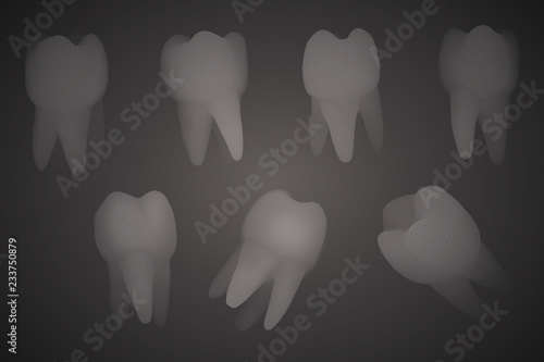 vector set of 3d teeth for dental medicine.