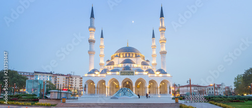 Panorama of Melike Hatun Mosque, near Genclik Park in Ankara, Turkey photo