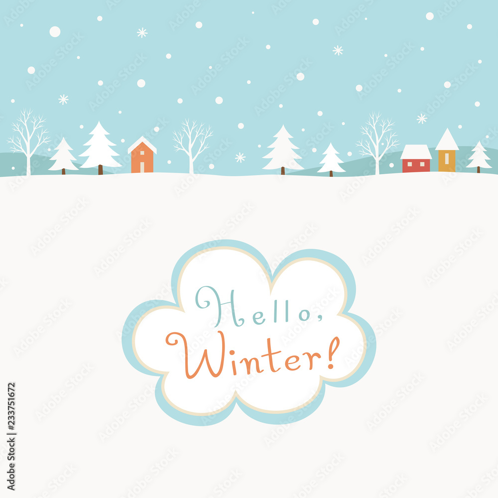 Naklejka premium Snowy winter rural landscape background